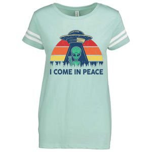 I Come In Peace Green Alien Ufo Enza Ladies Jersey Football T-Shirt