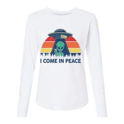 I Come In Peace Green Alien Ufo Womens Cotton Relaxed Long Sleeve T-Shirt