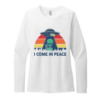 I Come In Peace Green Alien Ufo Womens CVC Long Sleeve Shirt