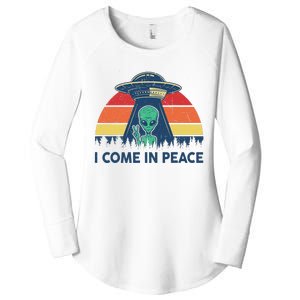 I Come In Peace Green Alien Ufo Women's Perfect Tri Tunic Long Sleeve Shirt