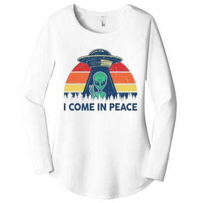 I Come In Peace Green Alien Ufo Women's Perfect Tri Tunic Long Sleeve Shirt