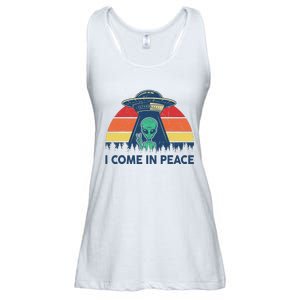 I Come In Peace Green Alien Ufo Ladies Essential Flowy Tank