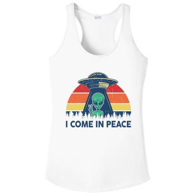 I Come In Peace Green Alien Ufo Ladies PosiCharge Competitor Racerback Tank