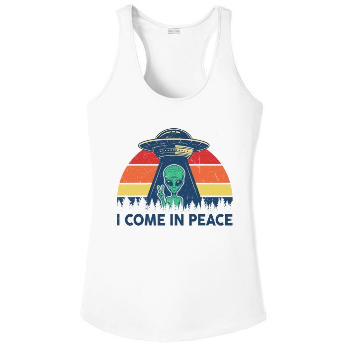 I Come In Peace Green Alien Ufo Ladies PosiCharge Competitor Racerback Tank