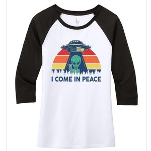 I Come In Peace Green Alien Ufo Women's Tri-Blend 3/4-Sleeve Raglan Shirt