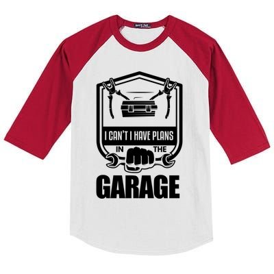 I Can't I Have Plans In The Garage Meaningful Gift Car Mechanic Meaningful Gift Kids Colorblock Raglan Jersey