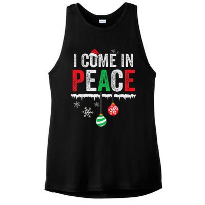 I Come In Peace IM Peace Funny Matching Couple Christmas Ladies PosiCharge Tri-Blend Wicking Tank