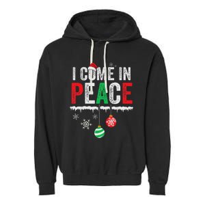 I Come In Peace IM Peace Funny Matching Couple Christmas Garment-Dyed Fleece Hoodie