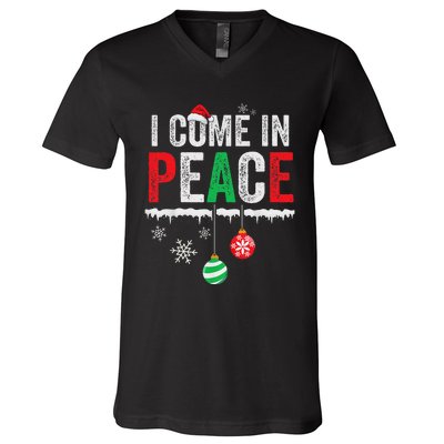 I Come In Peace IM Peace Funny Matching Couple Christmas V-Neck T-Shirt