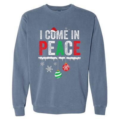 I Come In Peace IM Peace Funny Matching Couple Christmas Garment-Dyed Sweatshirt