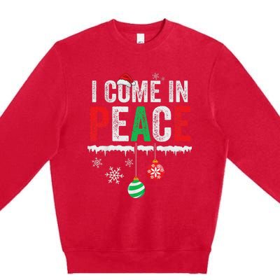 I Come In Peace IM Peace Funny Matching Couple Christmas Premium Crewneck Sweatshirt