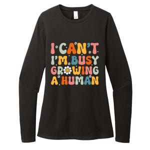 I Cant Im Busy Growing A Human Funny Family Humor Retro Womens CVC Long Sleeve Shirt