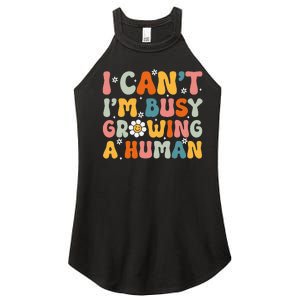 I Cant Im Busy Growing A Human Funny Family Humor Retro Women's Perfect Tri Rocker Tank