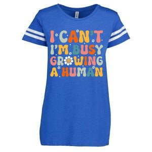 I Cant Im Busy Growing A Human Funny Family Humor Retro Enza Ladies Jersey Football T-Shirt