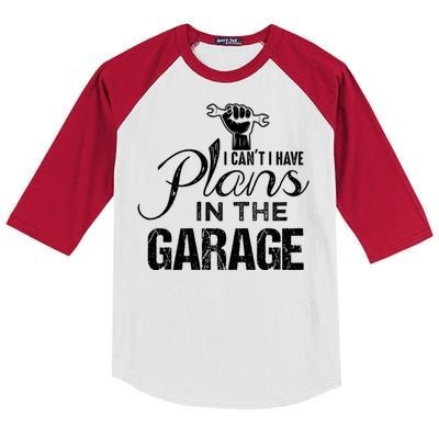 I Can't I Have Plans In The Garage Gift Car Mechanic Gift Fist Gift Kids Colorblock Raglan Jersey