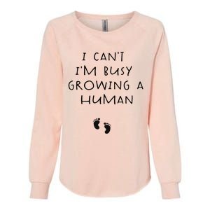 I CanT IM Busy Growing A Human Pregnancy Announcet Mom Womens California Wash Sweatshirt