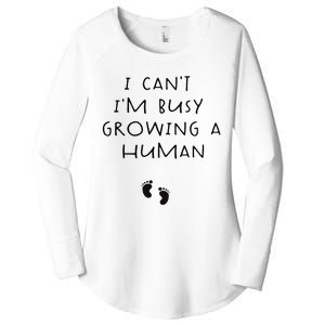 I CanT IM Busy Growing A Human Pregnancy Announcet Mom Women's Perfect Tri Tunic Long Sleeve Shirt