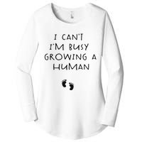 I CanT IM Busy Growing A Human Pregnancy Announcet Mom Women's Perfect Tri Tunic Long Sleeve Shirt