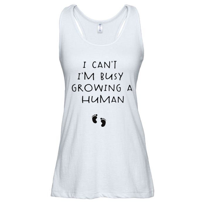 I CanT IM Busy Growing A Human Pregnancy Announcet Mom Ladies Essential Flowy Tank