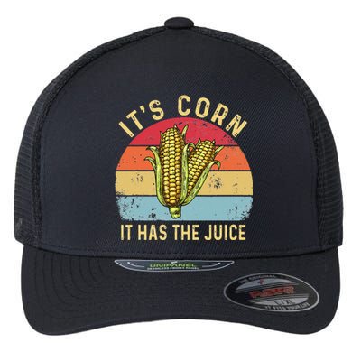 It`s Corn It Has The Juice Retro Funny Corn Trendy Flexfit Unipanel Trucker Cap