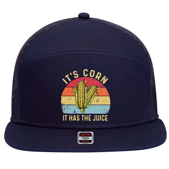 It`s Corn It Has The Juice Retro Funny Corn Trendy 7 Panel Mesh Trucker Snapback Hat