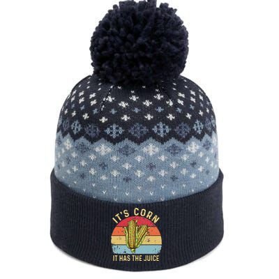 It`s Corn It Has The Juice Retro Funny Corn Trendy The Baniff Cuffed Pom Beanie