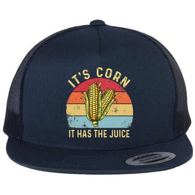 It`s Corn It Has The Juice Retro Funny Corn Trendy Flat Bill Trucker Hat