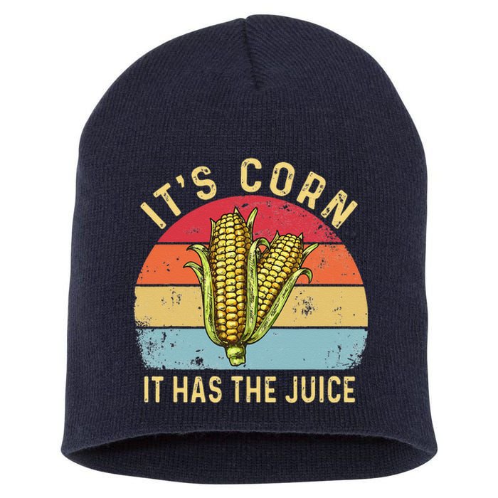 It`s Corn It Has The Juice Retro Funny Corn Trendy Short Acrylic Beanie