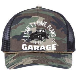 I Can't I Have Plans In The Garage Funny Gift Retro Rope Trucker Hat Cap