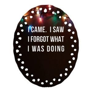 I Came I Saw I Forgot What I Was Doing Ceramic Oval Ornament