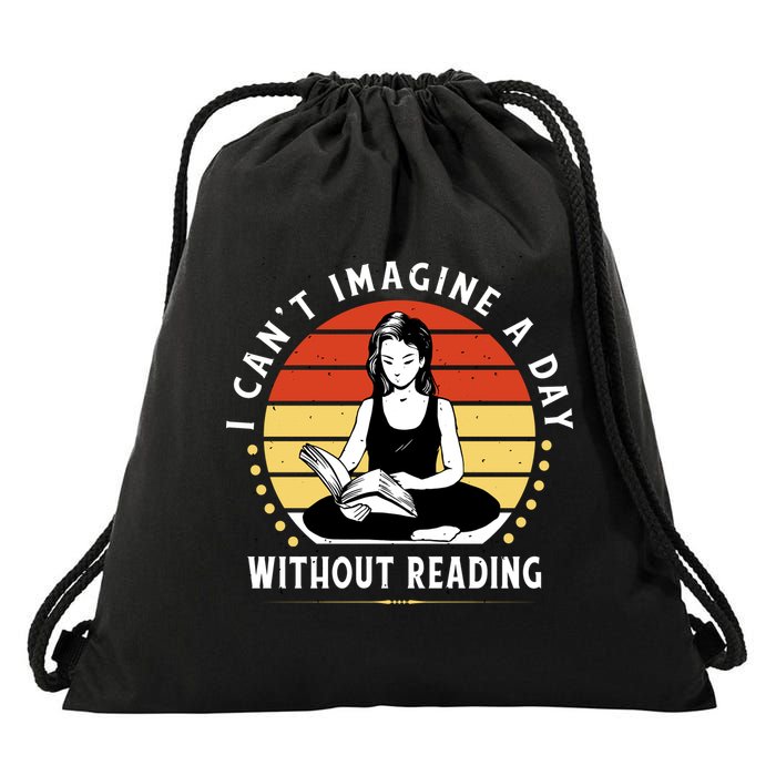 I Can't Imagine My Day Without Reading Drawstring Bag