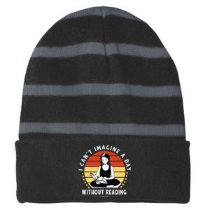 I Can't Imagine My Day Without Reading Striped Beanie with Solid Band