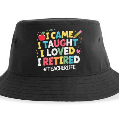 I Came I Taught I Loved I Retired Funny Teacher Retirement Sustainable Bucket Hat