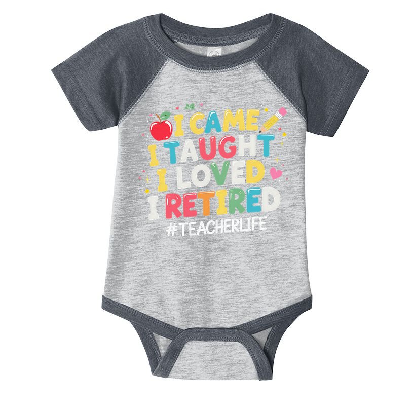 I Came I Taught I Loved I Retired Funny Teacher Retirement Infant Baby Jersey Bodysuit