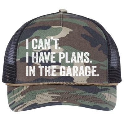 I Can't I Have Plans In The Garage Car Mechanic Funny Cute Gift Retro Rope Trucker Hat Cap