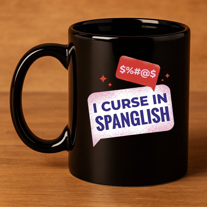I Curse In Spanglish Funny Spanish 11oz C Handle Ceramic Mug