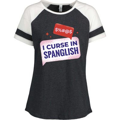 I Curse In Spanglish Funny Spanish Enza Ladies Jersey Colorblock Tee