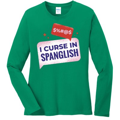 I Curse In Spanglish Funny Spanish Ladies Long Sleeve Shirt