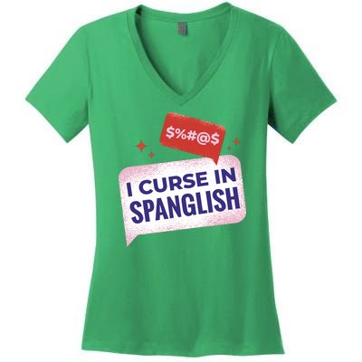 I Curse In Spanglish Funny Spanish Women's V-Neck T-Shirt