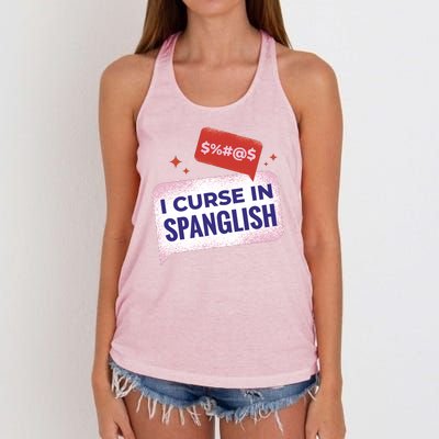 I Curse In Spanglish Funny Spanish Women's Knotted Racerback Tank