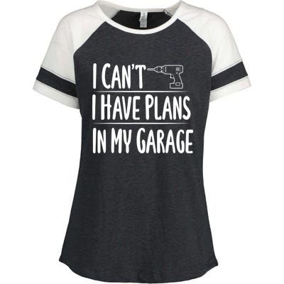 I Can't I Have Plans In My Garage Gift Enza Ladies Jersey Colorblock Tee