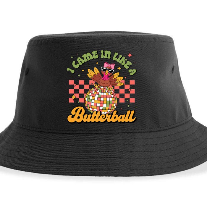 I Came In Like A Butterball Funny Turkey Disco Thanksgiving Sustainable Bucket Hat