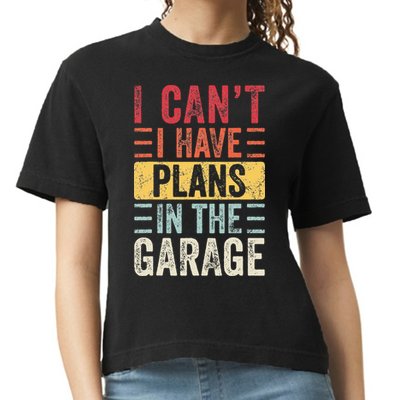 I Cant I Have Plans In The Garage Funny Car Mechanic Retro Comfort Colors Boxy T-Shirt
