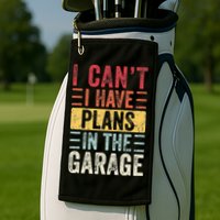 I Cant I Have Plans In The Garage Funny Car Mechanic Retro Golf Towel