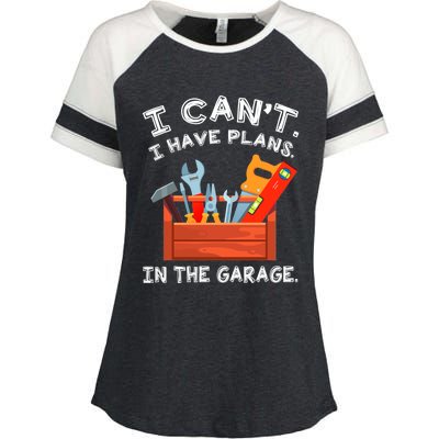 I Cant I Have Plans In Garage Funny Gift Enza Ladies Jersey Colorblock Tee