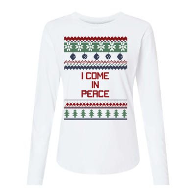 I Come In Peace Im Peace Funny Couple Christmas Ugly Sweater Womens Cotton Relaxed Long Sleeve T-Shirt