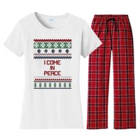 I Come In Peace Im Peace Funny Couple Christmas Ugly Sweater Women's Flannel Pajama Set