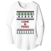 I Come In Peace Im Peace Funny Couple Christmas Ugly Sweater Women's Perfect Tri Tunic Long Sleeve Shirt