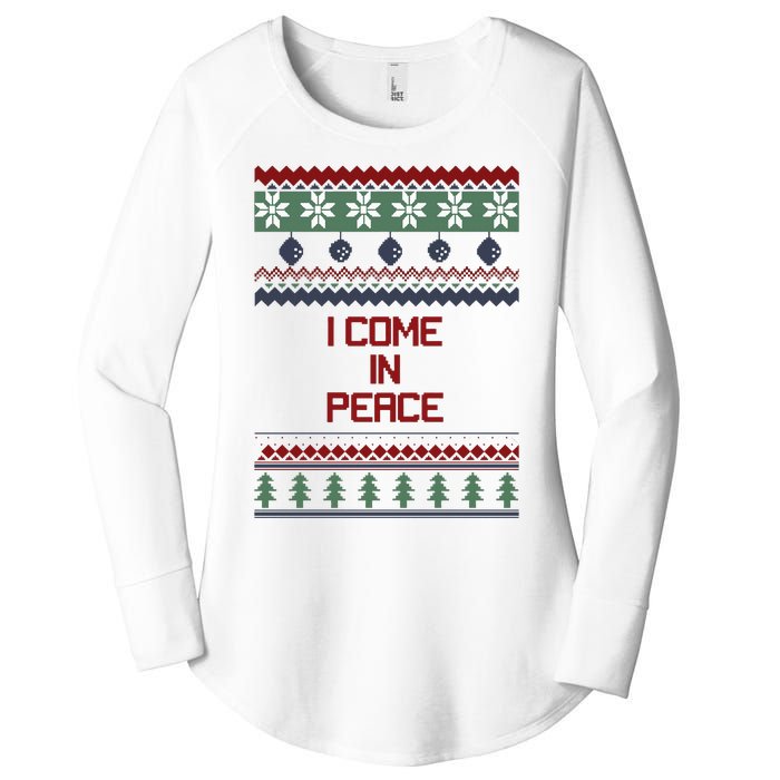 I Come In Peace Im Peace Funny Couple Christmas Ugly Sweater Women's Perfect Tri Tunic Long Sleeve Shirt