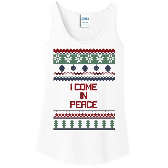 I Come In Peace Im Peace Funny Couple Christmas Ugly Sweater Ladies Essential Tank